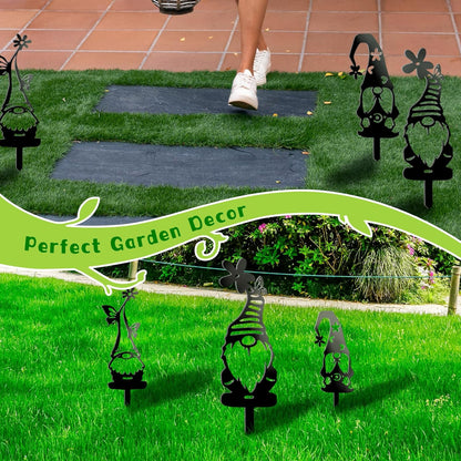 Metal Garden Gnomes Decor (3 Pack) - 12.5" Large Outdoor Decorative Stakes,Steel Funny Gnome Statues for Yard Art, Patio, Lawn, Spring & Easter Outdoor Decorations
