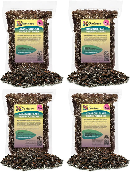 GARDENERA Monstera Adansonii Premium Soil Blend - 20 QT - Promote Aeration, Drainage & Nutrient Retention - (4 Bags of 5 Quart)
