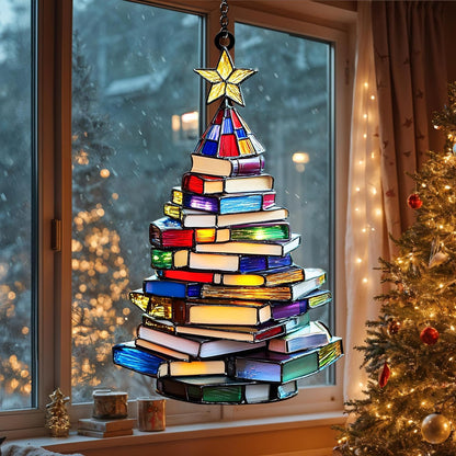 Book Tree Suncatcher Light Catcher Window Decor Lover Ornament and Home Gift for Lovers Sun Catchers Indoor Windown Suncatchers Windows Hanging Garden Outdoor