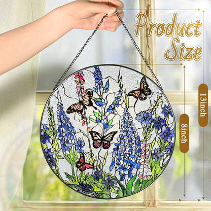 Lavender Monarch Butterfly Stained Glass Suncatcher, 8 Inch Windows Hanging Art, Stained Glass Windows Hanging, Plant Lover Gifts for Women, Gifts for Butterfly Lovers, Idea Gift, Gift Exchange