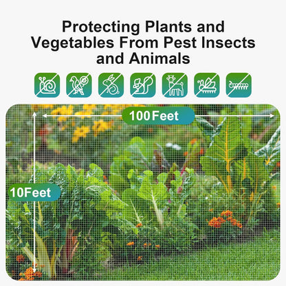 Garden Netting Pest Barrier: 10'x100' Fine Bug Netting for Garden Protection Row Cover Raised Bed Screen Mesh Greenhouse Mosquito Net, Protecting Tree Plants Vegetable Flowers Fruits