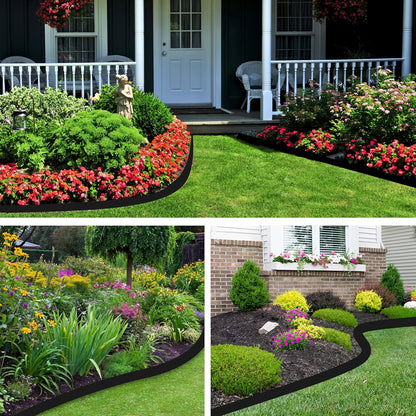 Landscape Edging, 40' 2" Tall Garden Edging with Scissors, Lawn Edging with 36 Garden Spikes and 2 Connectors, Heavy Duty PP&PE Material Edging for Landscaping, Garden, Lawn, Black