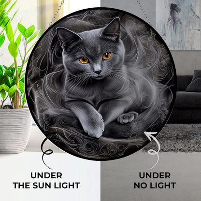 Easter Gray Cat Stained Glass Window Hanging by Clare Donovan Sun Catcher Halloween Haning Ornament Decoration Christmas Birthday Gifts for Lover, Friends