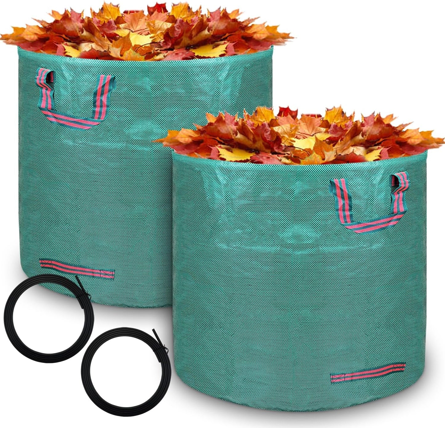 Reusable yard waste bags. 72-gallon large leaf bags(2-pack) Heavy-duty yard garden bag. Leaf bags with 4 handles that can stand upright. Great for collecting leaves and grass clippings