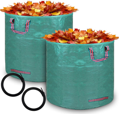 Reusable yard waste bags. 72-gallon large leaf bags(2-pack) Heavy-duty yard garden bag. Leaf bags with 4 handles that can stand upright. Great for collecting leaves and grass clippings