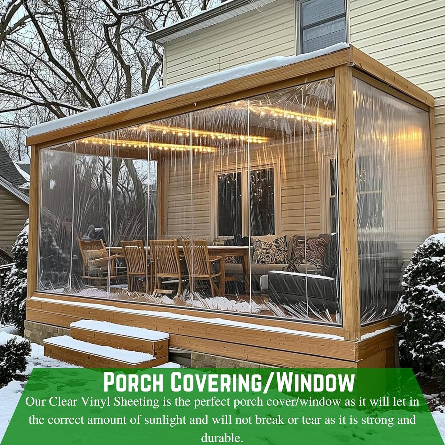 Farm Plastic Supply - Window Covering - 15 Mil - Window Covering, Window Cover, Porch Cover, Porch Screen, Storm Window, Plastic Cover (4.5' x 10')
