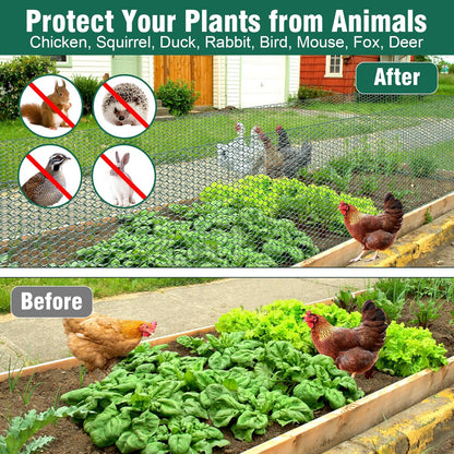 32.8Ft x 16In Plant Protectors from Animals, Metal Plant Chicken Wire Cages Covers Garden Netting for Outdoor Plants to Keeping Rabbits Squirrels Chicken Animals Out