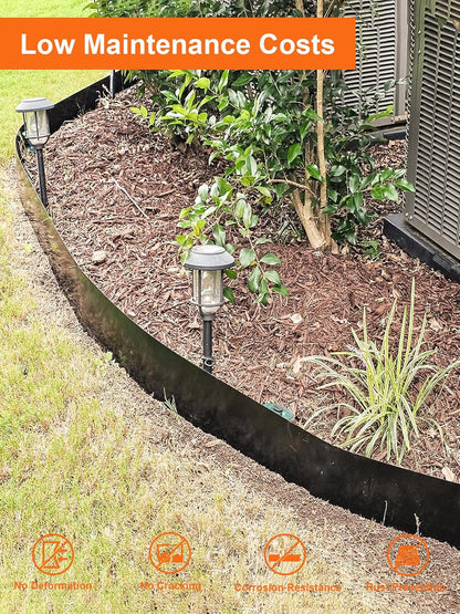 Vinci Landscape Edging Border, 40" L x 8" H 6Pack 20FT Total Black Galvanized Steel Garden Edging,Easy Installation,Sturdy Elegant Metal Lawn Broder for Flower Beds, Pathways, Paver Edges and Yard