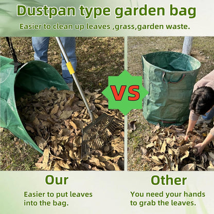 2 pack 53 gallons Leaf Collector Reusable Yard waste bags Heavy Duty Extra Large lawn Leaf Bags Chute With Handles Garden dustpan Bags for Leaves Debris Grass Clipping