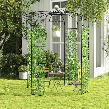 Happygrill Birdcage Shape Garden Arbor, 9.4 x 6.8FT Heavy Duty Gazebo with Hanging Hook for Climbing Plants, Outdoor Arch Pergola Pavilion for Wedding Party Ceremony Decoration