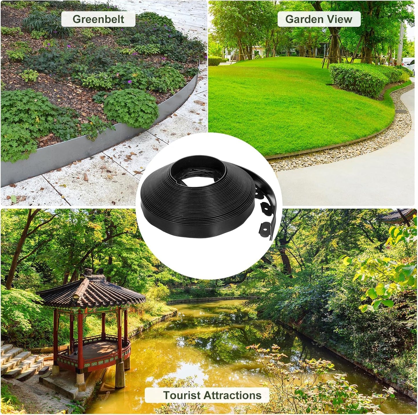 uxcell Landscape Edging, 1Pcs 80FT x 2" - No Dig Garden Edging Kit with 75 Stakes, Landscape Edging Border for Garden Lawn Flower Bed Yard Grass (Black)