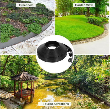 uxcell Landscape Edging, 1Pcs 80FT x 2" - No Dig Garden Edging Kit with 75 Stakes, Landscape Edging Border for Garden Lawn Flower Bed Yard Grass (Black)