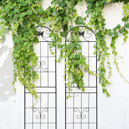 4 Pack Garden Trellises with Black Metal Coating, Trellis for Climbing Plants Outdoor, Roses, Vegetables, Vines, Cucumbers-19.7×86.7 inches.
