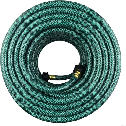 PVC Garden Hose 1/2 Inch, Flexible Water Hose with Male and Female Fittings, No Leaking, Heavy Duty, for Household, Outdoors, Lawns, Patio (100 FT, Green, Plastic Fittings)
