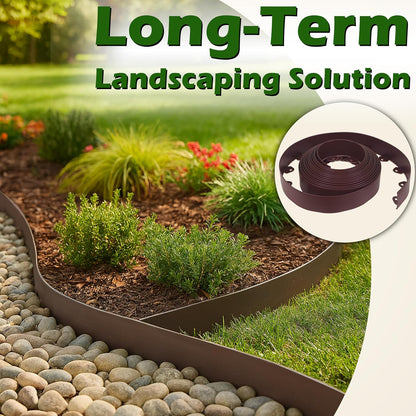 Gardzen Landscape Edging Kit, 20-Foot Long, 3-Inch Tall, No Dig Garden Edging Border for Flower Beds, Tree Rings, Pathways, Includes 24 Spikes, Brown