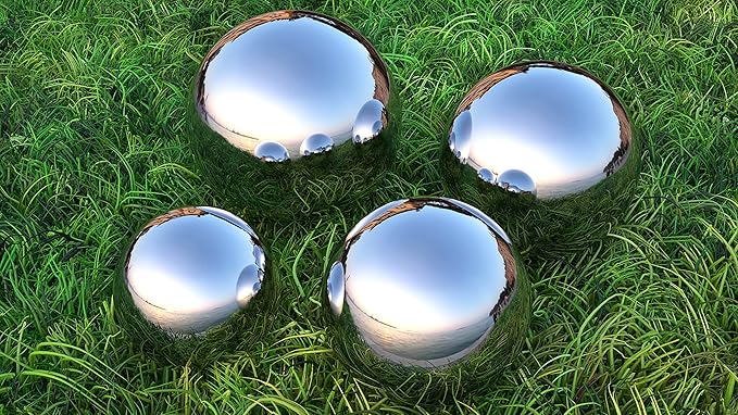 Lulu Decor, Size 18 Silver Stainless Steel Gazing Mirror Ball, Smooth Reflective Shiny Garden Decoration Globe