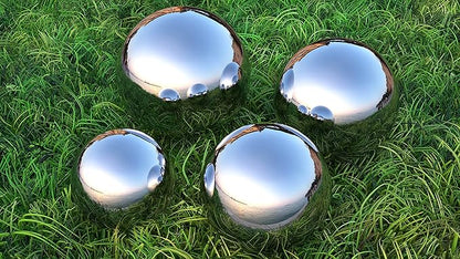 Lulu Decor, Size 12 Silver Stainless Steel Gazing Mirror Ball, Smooth Reflective Shiny Garden Decoration Globe
