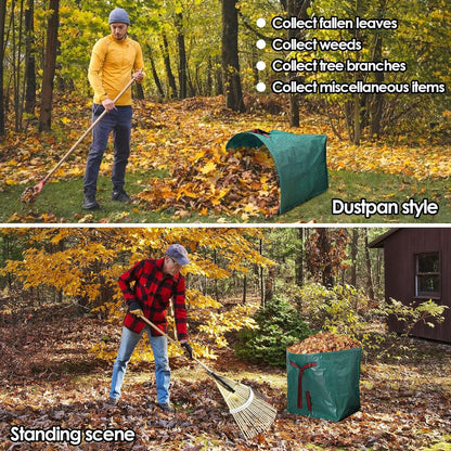 53 Gallon Garden Bags for Debris,2-Pack Yard Waste Bags,Large Dustpan-Type Lawn bags with Gardening Gloves,Leaf Bags for Yard Debris,Grass Clippings,Collapsible Trash Can for Parties,Laundry,Camping