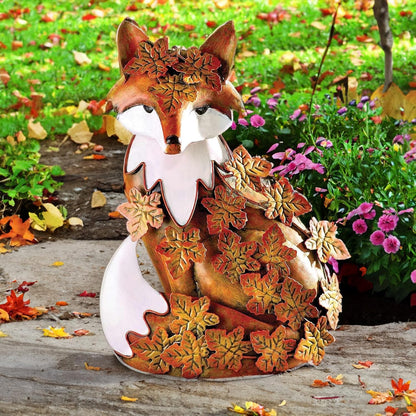 10" Metal Cute Fox Garden Accent, Whimsical Fox Lover Ornament, Real Metal Sculpture Decor, Funny Animal Outdoor Statue, Unique Decorative Lawn Fox Figurine Gift