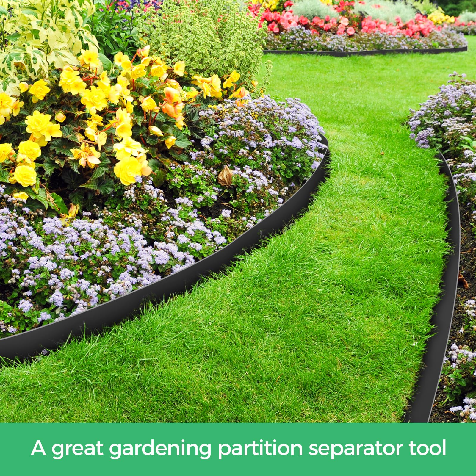 4-Inch x 50 FT Landscape Edging Border with 75 Spikes, Garden Edging Lawn Border Kit, Plastic