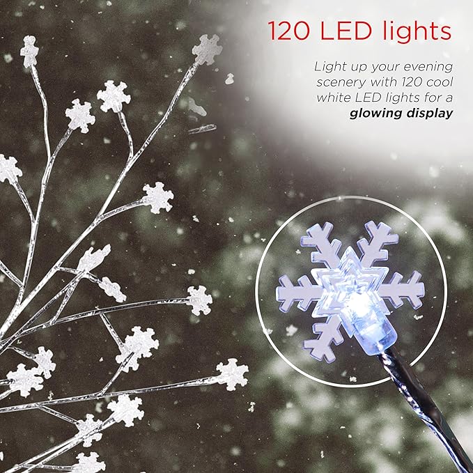Alpine Corporation 58"H Indoor/Outdoor Frosty Christmas Snowflake Tree with LED Lights , Christmas Decoration
