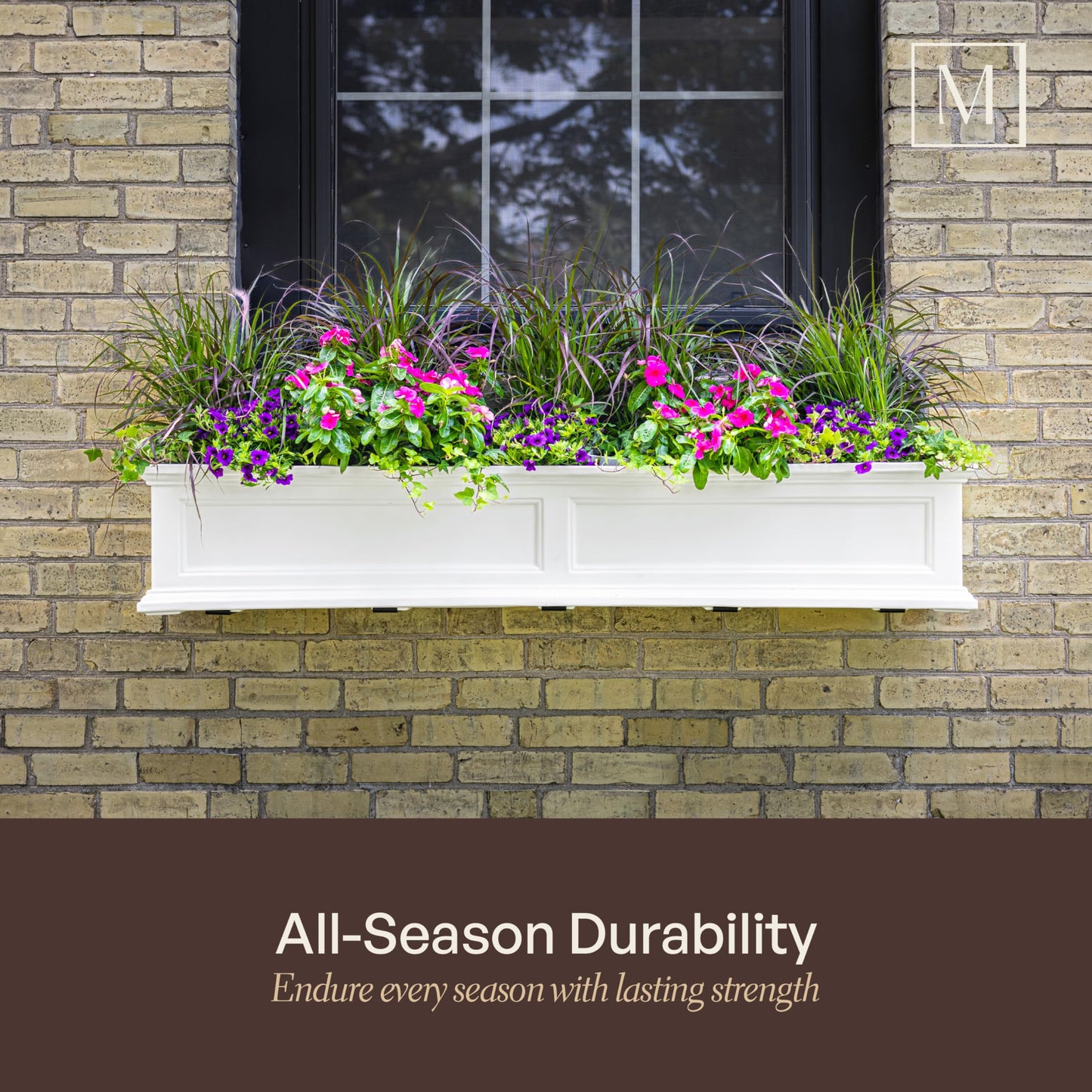 Mayne Fairview 36in Self-Watering Rectangular Window Box Planter, Black