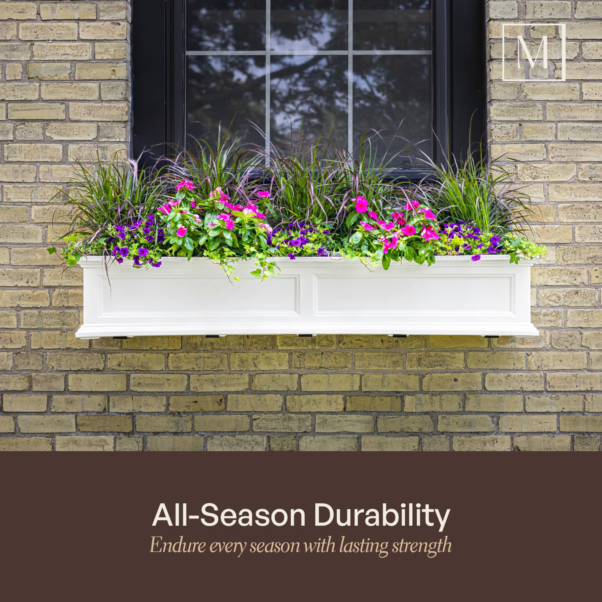 Mayne Fairview 36in Self-Watering Rectangular Window Box Planter, Black