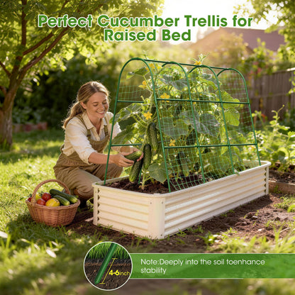 MQHUAYU Cucumber Trellis for Raised Bed,U-Shape Garden Trellis for Climbing Plants Outdoor, Metal