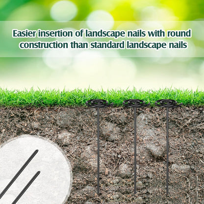 Ferraycle 100 Pcs Landscape Fabric Pins Circle Top Galvanized Landscape Spikes Garden Stakes Spikes Pins for Securing Weed Barrier Sod Fabric Netting Ground Sheets and Fleece (6 Inches)