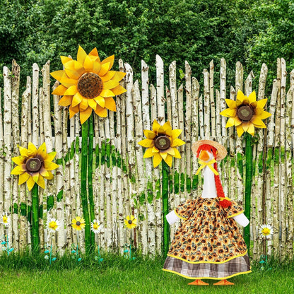 Fall Goose Outfit Harvest Sunflower Lawn Porch Cement Goose Clothes Harvest Skirts Hat Wig for Fall Thanksgiving Garden Outdoor Patio Yard Statue Art Decor(23 Inch)