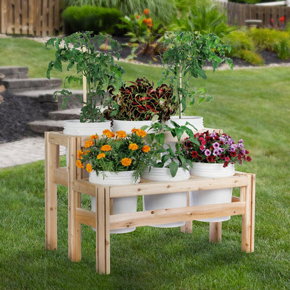 Greenes Fence Two-Tiers Six Bucket Elevated Cedar Wood Garden Frame, 43 in. x 30 in. x 30 in. - Made in USA with North American Cedar
