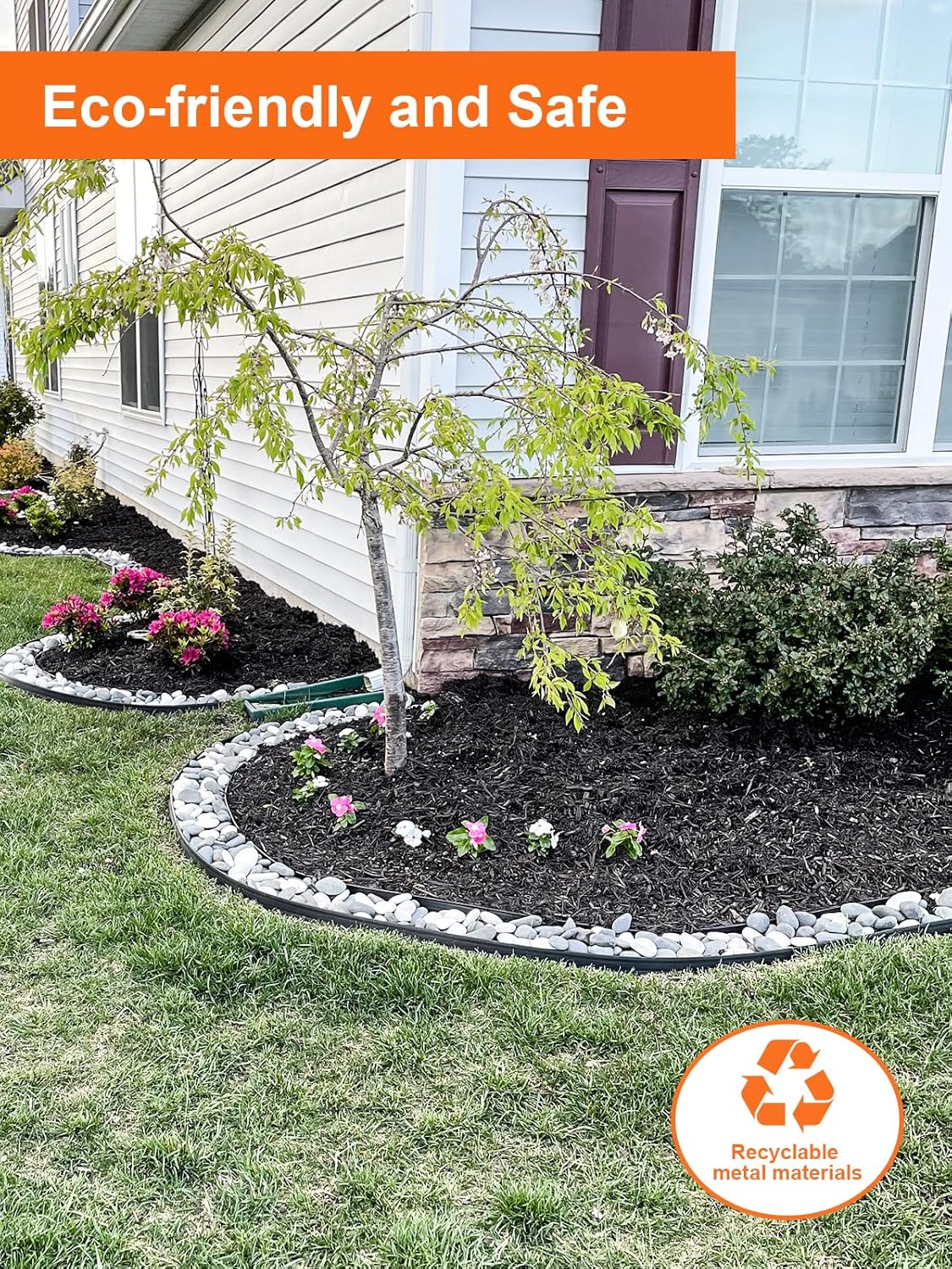 Vinci Landscape Edging Border, 40" L x 6" H 6Pack 20FT Total Black Galvanized Steel Garden Edging,Easy Installation,Sturdy Elegant Metal Lawn Broder for Flower Beds, Pathways, Paver Edges and Yard