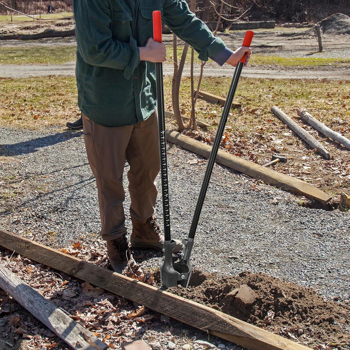 Post Hole Digger Heavy Duty Manual Hole Digger with Scale Mark for Digging,58 inches