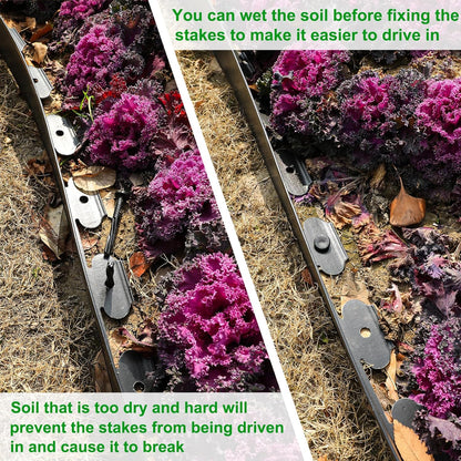 4 Inch Tall Garden Edging Border 33FT with 45pcs Spikes, Plastic Edging Border for Landscaping, Lawn, Garden, Flower Beds, Paver, Pathway