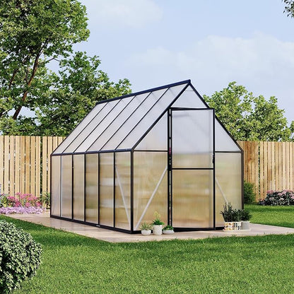 6'x11' Aluminum-Framed Polycarbonate Greenhouse, Heavy Duty Polycarbonate Greenhouse with Quick Setup Structure and Roof Vent, Large Enhanced Aluminum GreenhouseKit for Outdoors