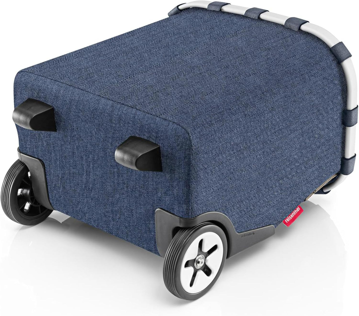 reisenthel carrycruiser Herringbone Dark Blue - Portable Shopping Trolley with Sturdy Aluminum Frame, Shoulder Strap and Removable mesh Inner Bag -Water-Repellent