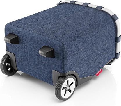 reisenthel carrycruiser Herringbone Dark Blue - Portable Shopping Trolley with Sturdy Aluminum Frame, Shoulder Strap and Removable mesh Inner Bag -Water-Repellent
