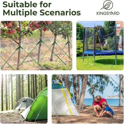 Kingsyard Tree Stakes and Supports, 16 Inch 3 Pcs Steel Heavy Duty Tree Stake Kit for Leaning Young Trees Straightening Kit Against Bad Weather, with 6Pcs Straps & 6Pcs 13ft Anchor Ropes