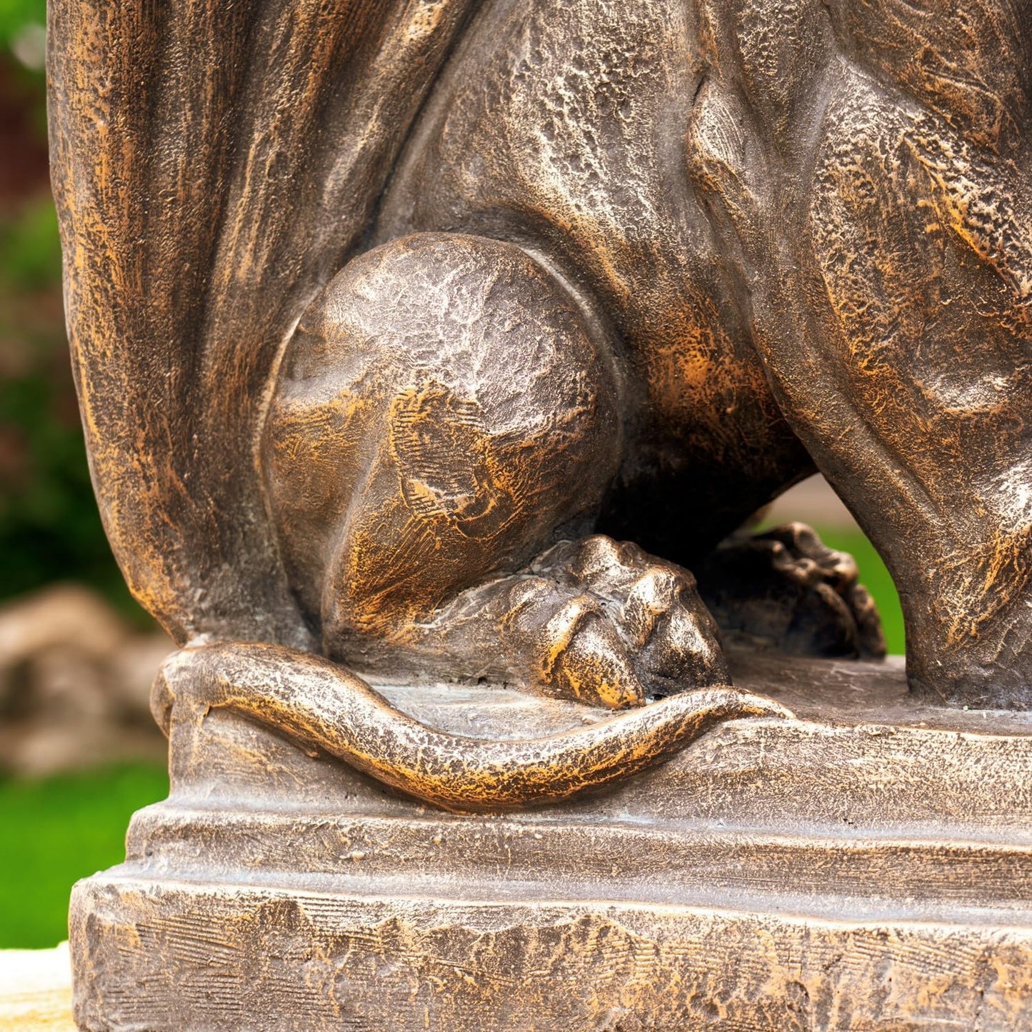 Zaer Ltd. Set of 2 Garden Griffin Statues, Magnesium-Cement Sculptures, 28.3" H Outdoor Entrance Decor (Aged Bronze)