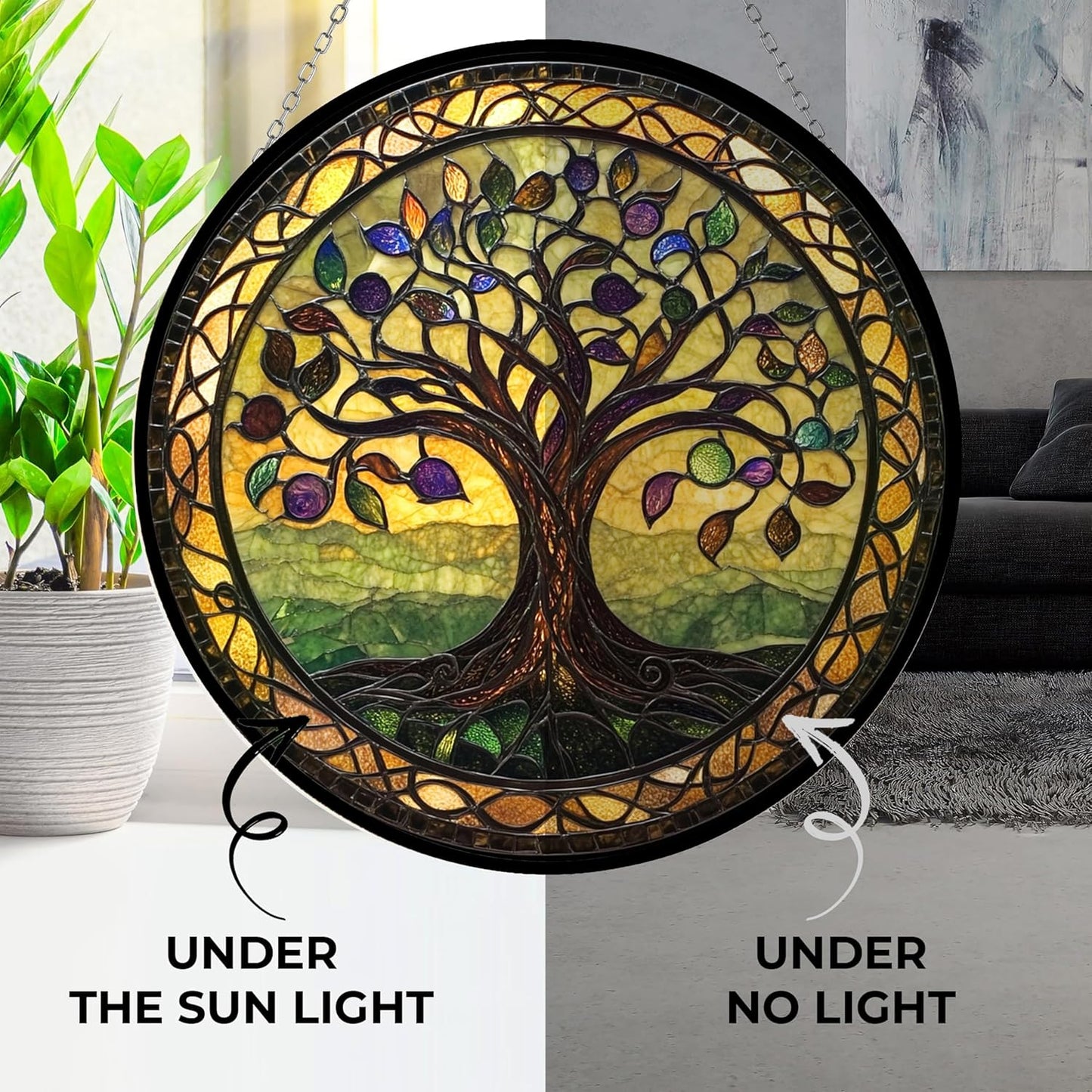 Tree of Life Stained Glass Sun Catcher by Clare Donovan, Wall Hanging Colored Decor Room Indoor Window Decor, Halloween, Christmas Hanging Ornament Mother Day