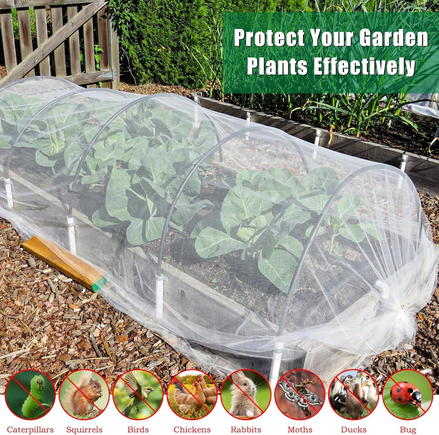 10 X 50 FT Garden Mesh Netting Pest Barrier for Raised Beds, Fruit Tree Netting for Cicadas, Bird Insect Nettings for Gardening, Blueberry Bush Strawberry Nettings Cover for Garden Protection