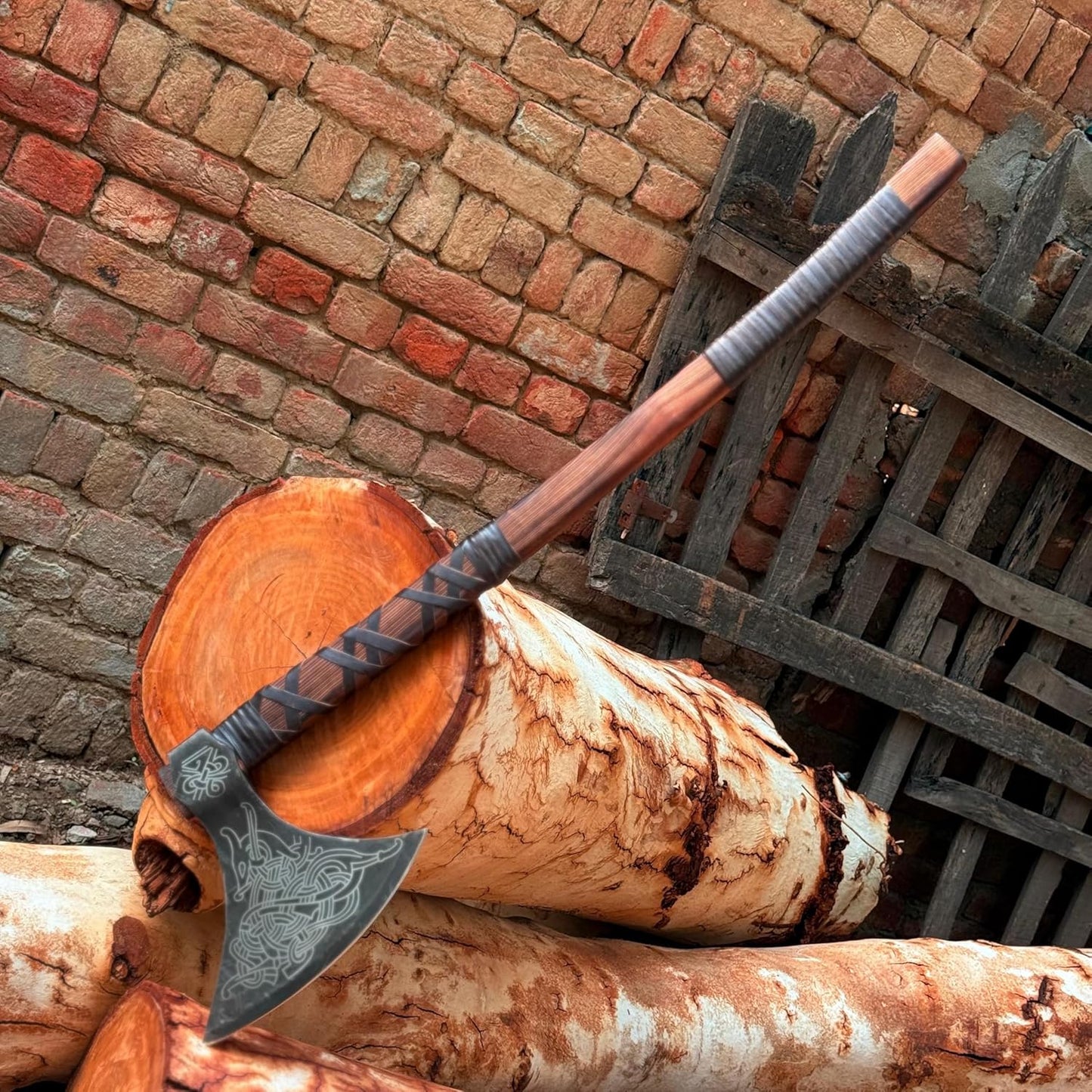 MDM-012 Custom Handmade Viking Axe Real Tomahawk Viking Hatchet Beared Camping Axe, 5160 HIGH Carbon Steel Blade, Throwing Set Vintage Ax Viking Gift for Him - Viking Gifts for Him