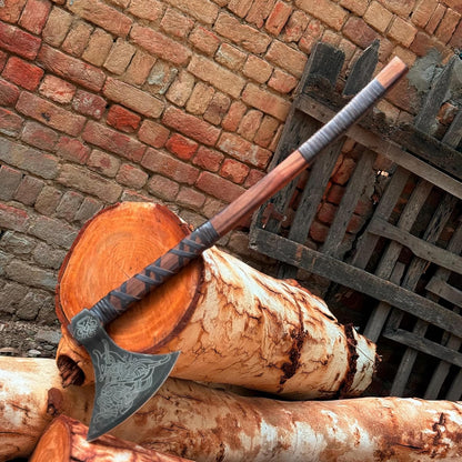 MDM-012 Custom Handmade Viking Axe Real Tomahawk Viking Hatchet Beared Camping Axe, 5160 HIGH Carbon Steel Blade, Throwing Set Vintage Ax Viking Gift for Him - Viking Gifts for Him
