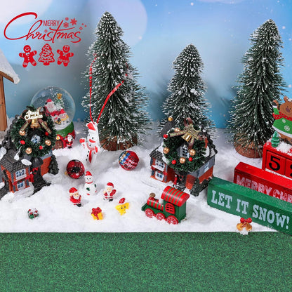 Marspark Christmas Village Accessories 5 x 50 Inch Christmas Miniature Road Village Street Mat Xmas Snow Street Decorations for Little Landscape(Grass Style)