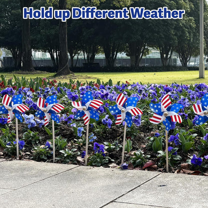IiILittle 12 Pack Patriotic Pinwheels, No Assembly Required, American Flag Pinwheels, Wind Spinners for Yard for 4th of July Decor, Memorial Day Decor, Patriotic Outdoor Decor