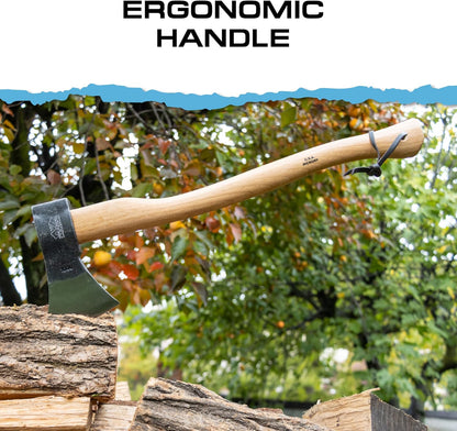 Prandi Axes Professional C45 Forged Carbon Steel Hatchet - Hickory Handle with Leather String - Ideal for Firewood, Splitting, and Chopping - 31.5" L x 8.58" W, 1600g Head 3.035.16.TH - No Sheath