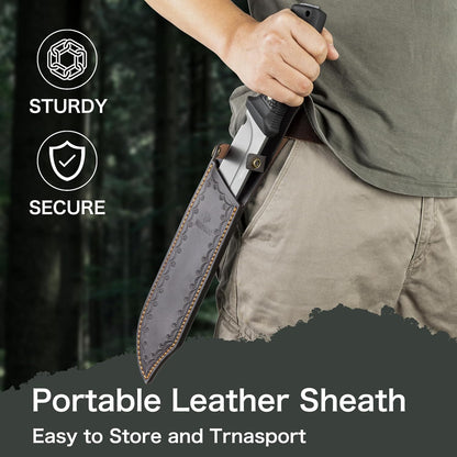 NedFoss 16" Survival Machete with Sheath, D2 Steel 0.22" Thick Full Tang Blade Machete Knife with Flat Grinding, Machete for Cutting Trees, for Yard Work, Clearing Brush with TPE Handle