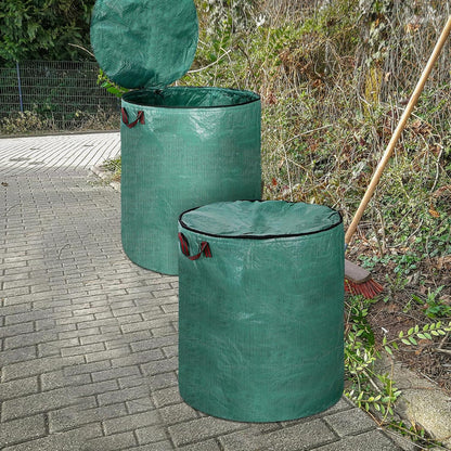 Kingdder 2 Pack 132 Gallon Reusable Yard Waste Bags with Lid and Handle Collapsible Extra Large Lawn Bag Holder Heavy Duty Leaf Bins Garden Container for Garbage Outdoor Clean Up Debris Leaves Grass