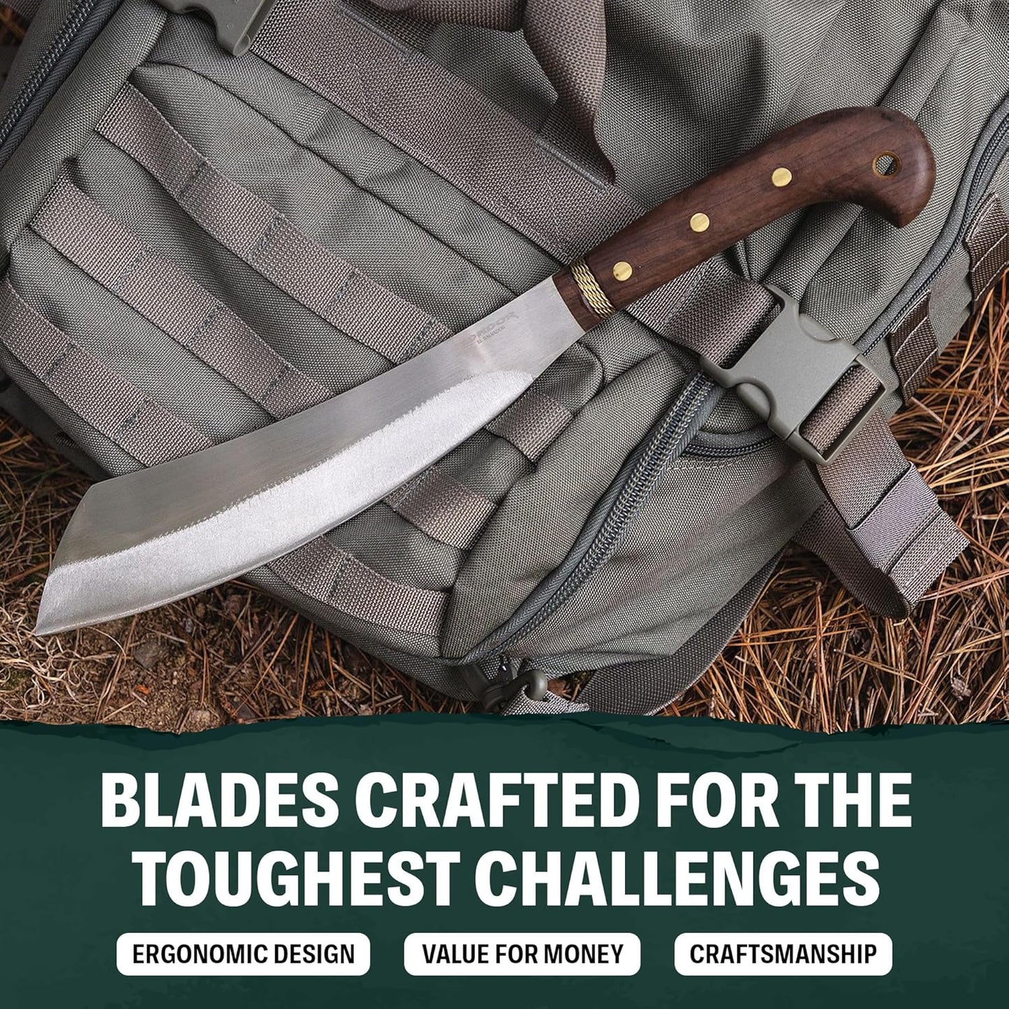 Condor Tool & Knife Mini Duku Heavy Duty Machete with Sheath, Walnut Handle - Hand Crafted Welted Leather Sheath - Camping Machete Knife - 10.5in Blade - 18.5oz