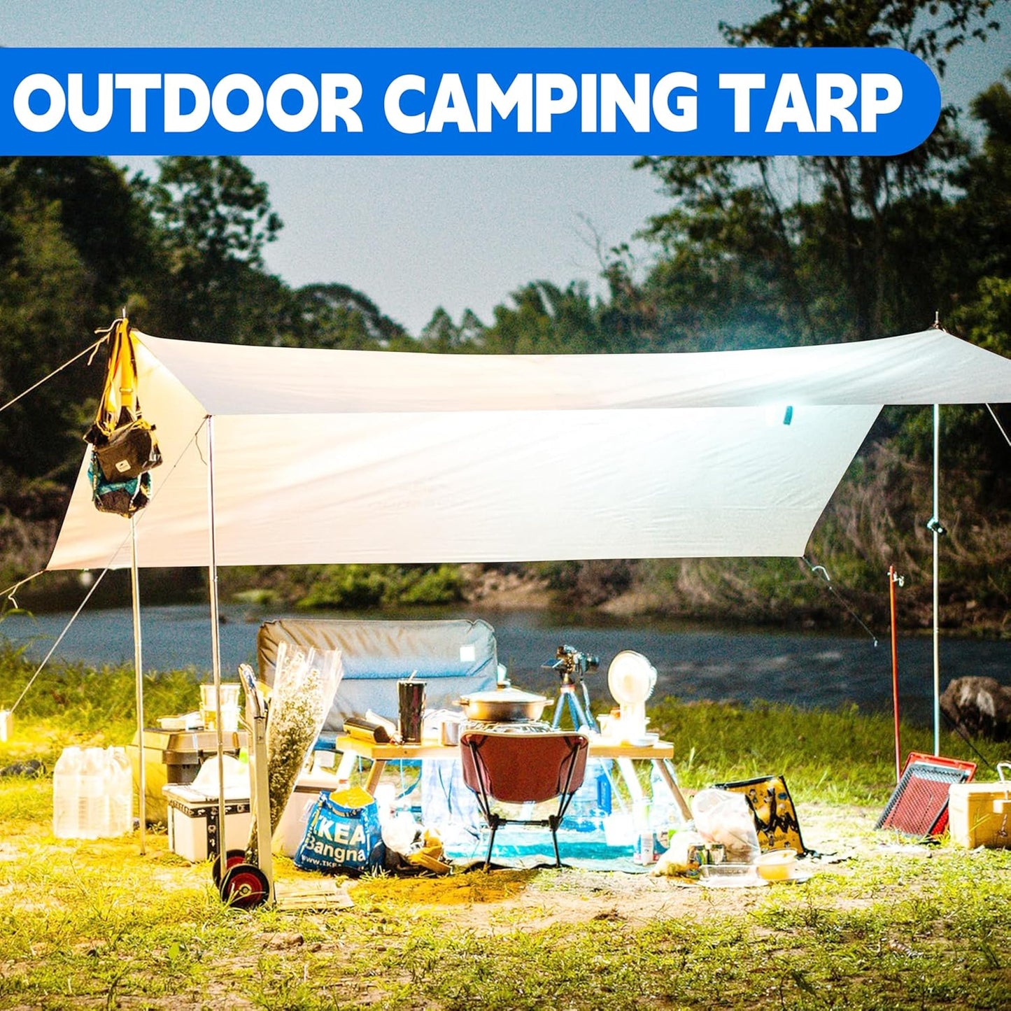 Tarp 12x20 ft Heavy Duty 12mil 100% Waterproof High Durability Multipurpose,Uv Resistant,White Tarp Suitable for Swimming Pools, Boats, Camping, Courtyards, Etc -by MVPNET